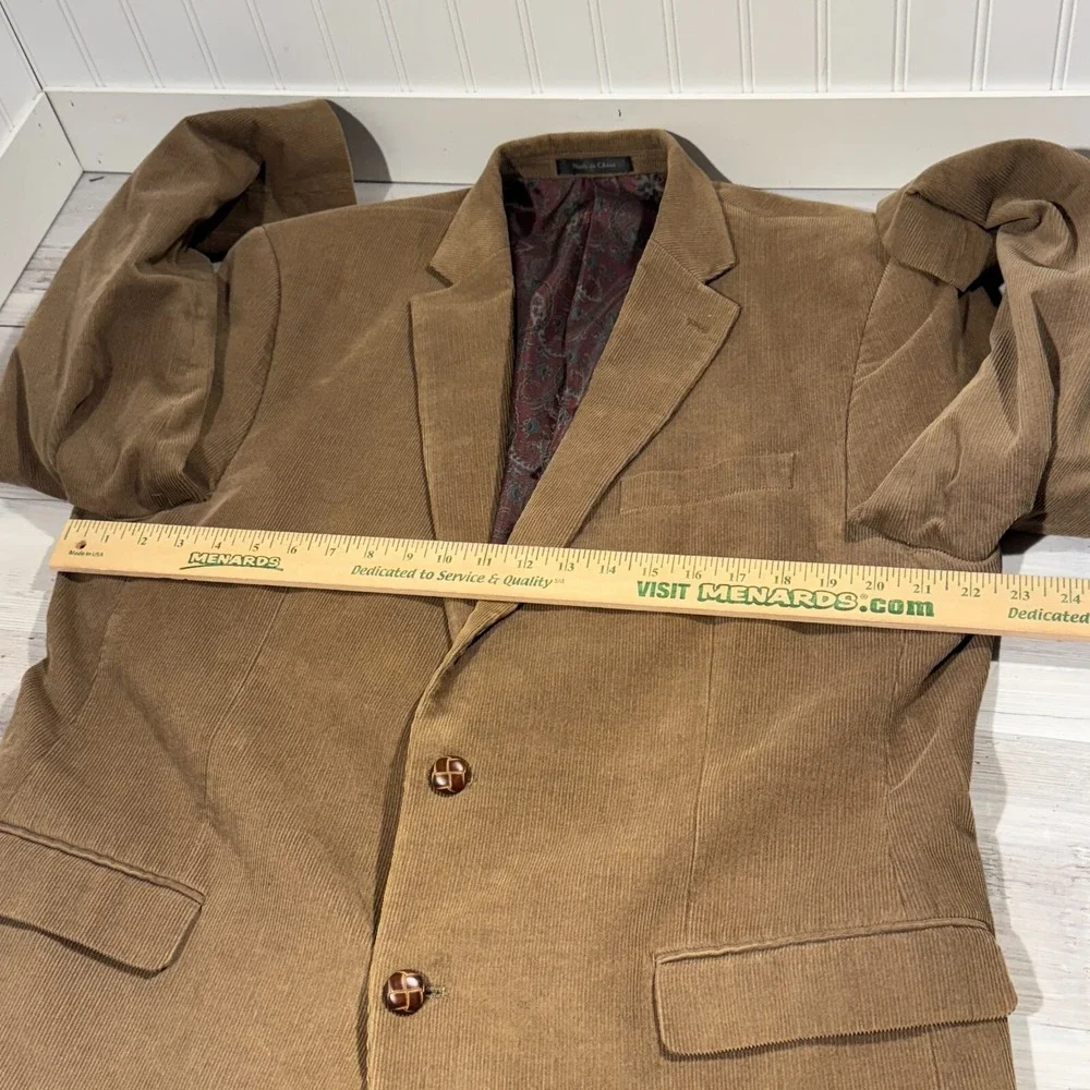 Lauren Ralph Lauren Corduroy Jacket Men 44 L Blazer 2 Button Paisley Lined Brown